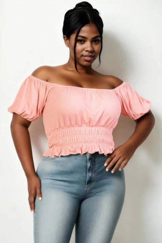 Plus Size Puff Sleeve Knit Top