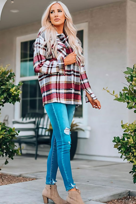 Plaid Casual Button Up Flannel Shacket