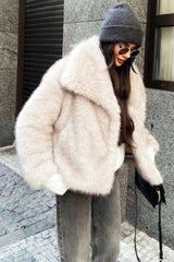 Fluffy Faux Fur Bomber Jacket