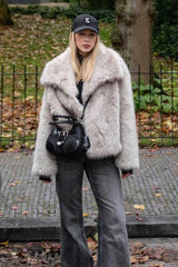 Fluffy Faux Fur Bomber Jacket