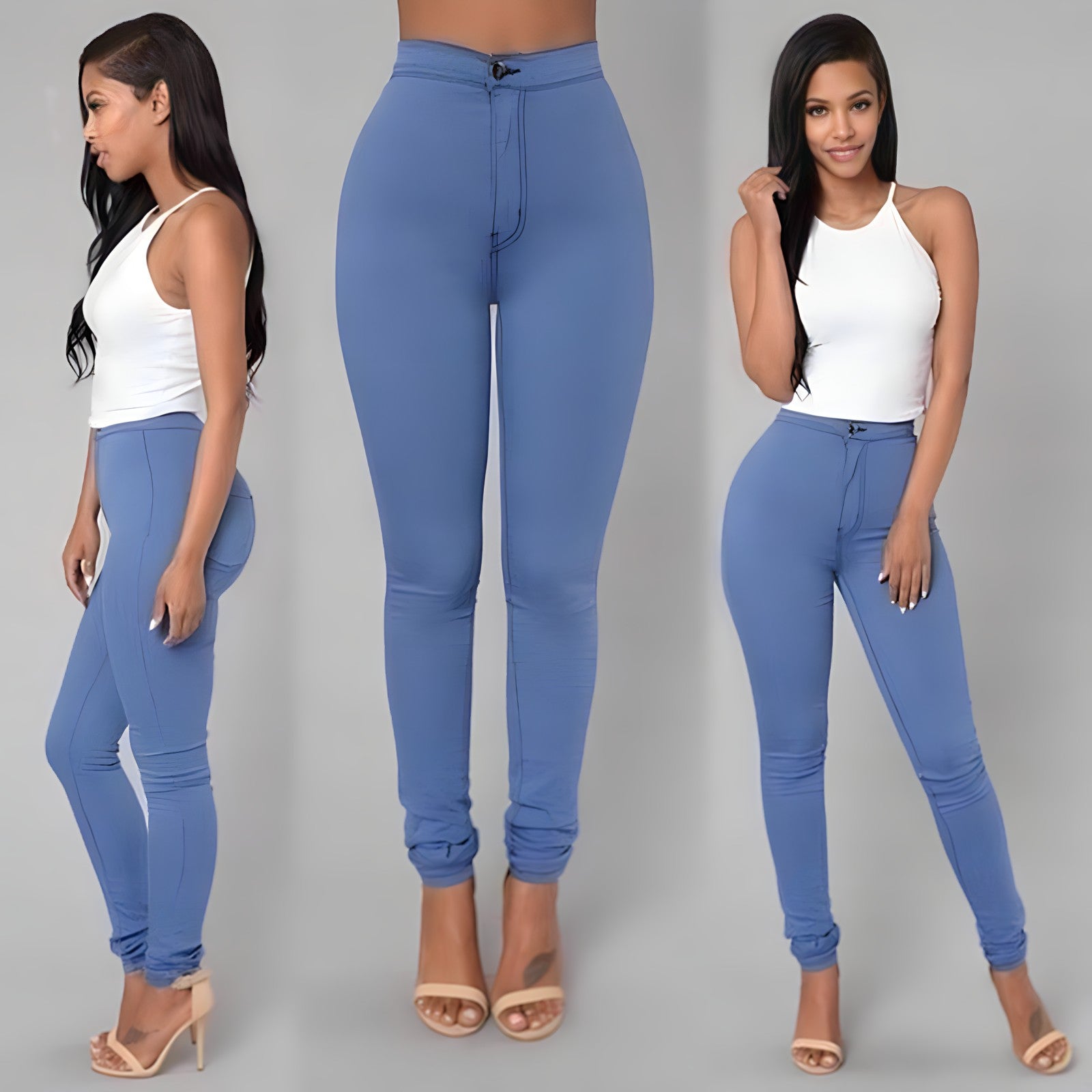 High Waist Pencil Stretch Slim Denim Skinny Jeans