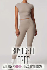 Two-Piece Short Sleeve Crop Gym Set