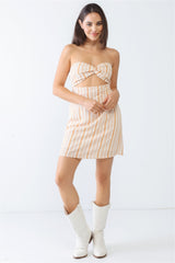 Stripe Print Twist Cut-out Mini Dress