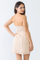 Stripe Print Twist Cut-out Mini Dress