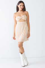 Stripe Print Twist Cut-out Mini Dress
