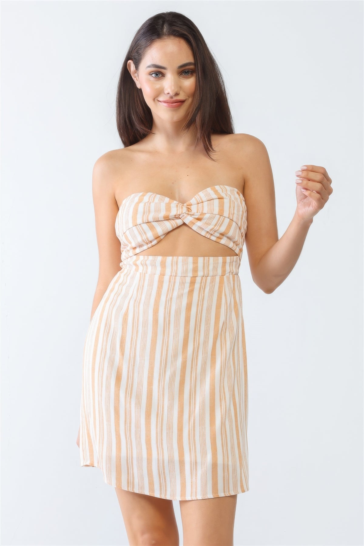 Stripe Print Twist Cut-out Mini Dress