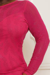 Rhinestone Mesh Plus Size Mini Dress