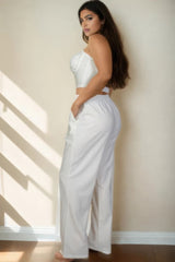 Plus Crop Cami Top & Straight Pant Set