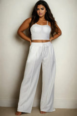 Plus Crop Cami Top & Straight Pant Set
