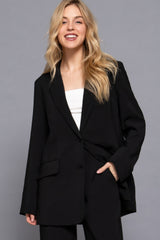 Long slv front button closure blazer