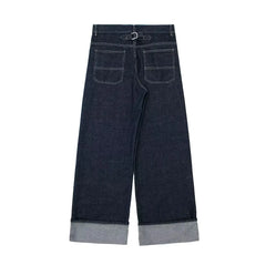 Vintage Denim Jacket & Wide-Leg Trousers Set