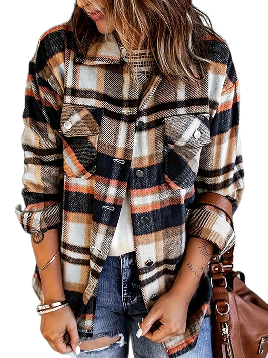 Plaid Casual Button Up Flannel Shacket
