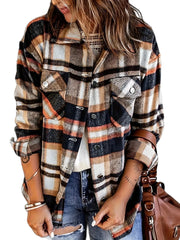 Plaid Casual Button Up Flannel Shacket