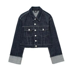 Vintage Denim Jacket & Wide-Leg Trousers Set