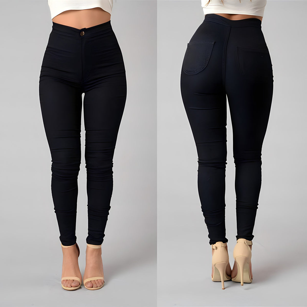 High Waist Pencil Stretch Slim Denim Skinny Jeans